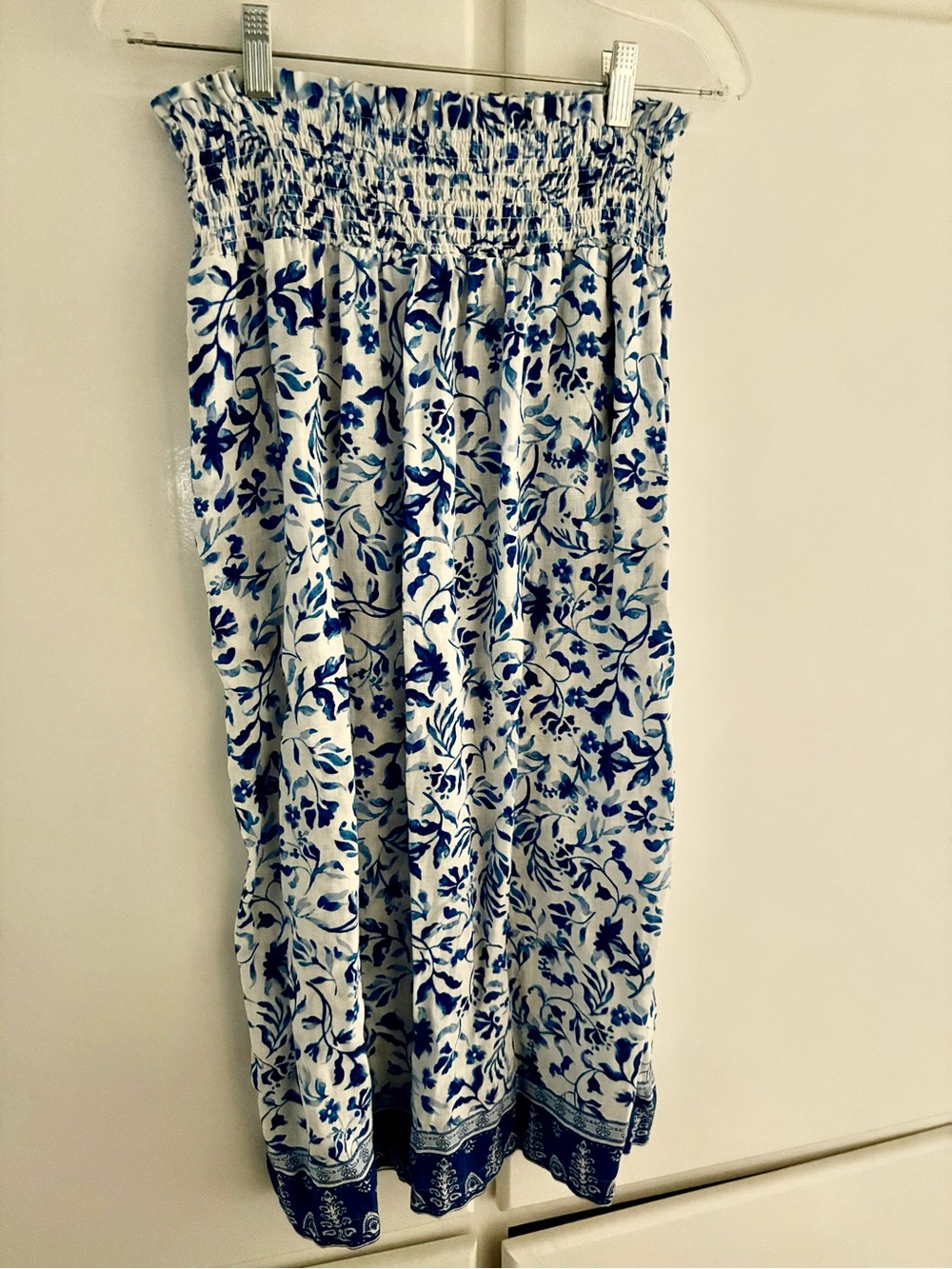 Joie White Maxi Skirt with Blue Floral Print